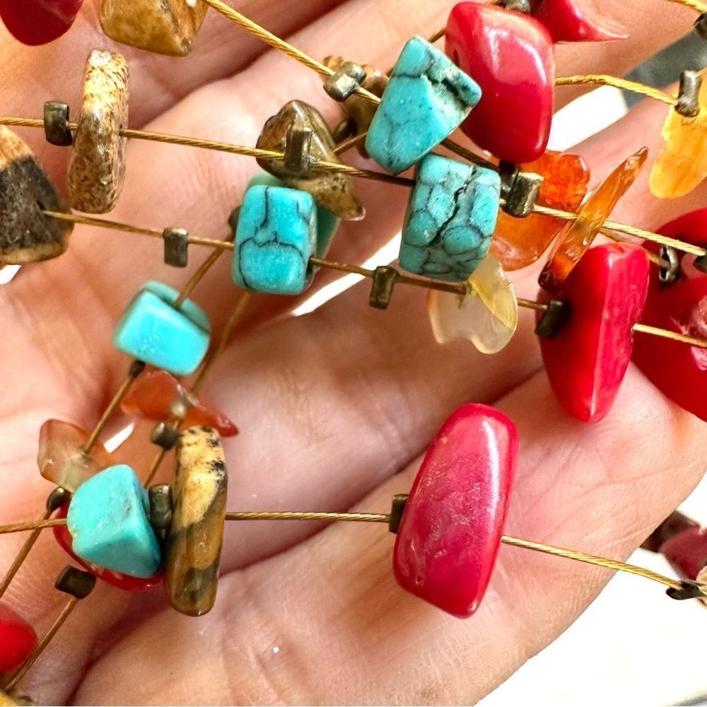 Colorful multi strand chip stone necklace - Picture 8 of 8